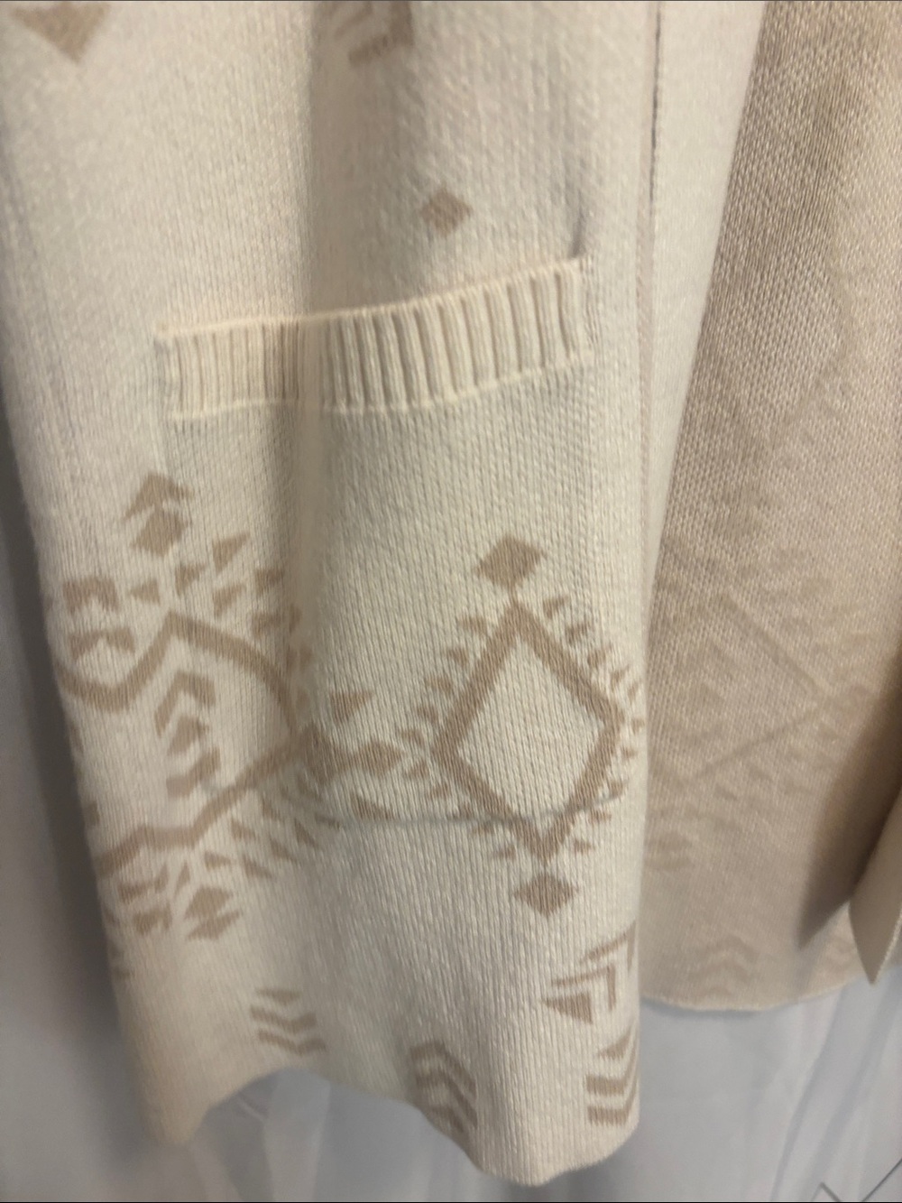 Light Cream & Tan Aztec-Pattern Open Cardigan by - Picture 3 of 6